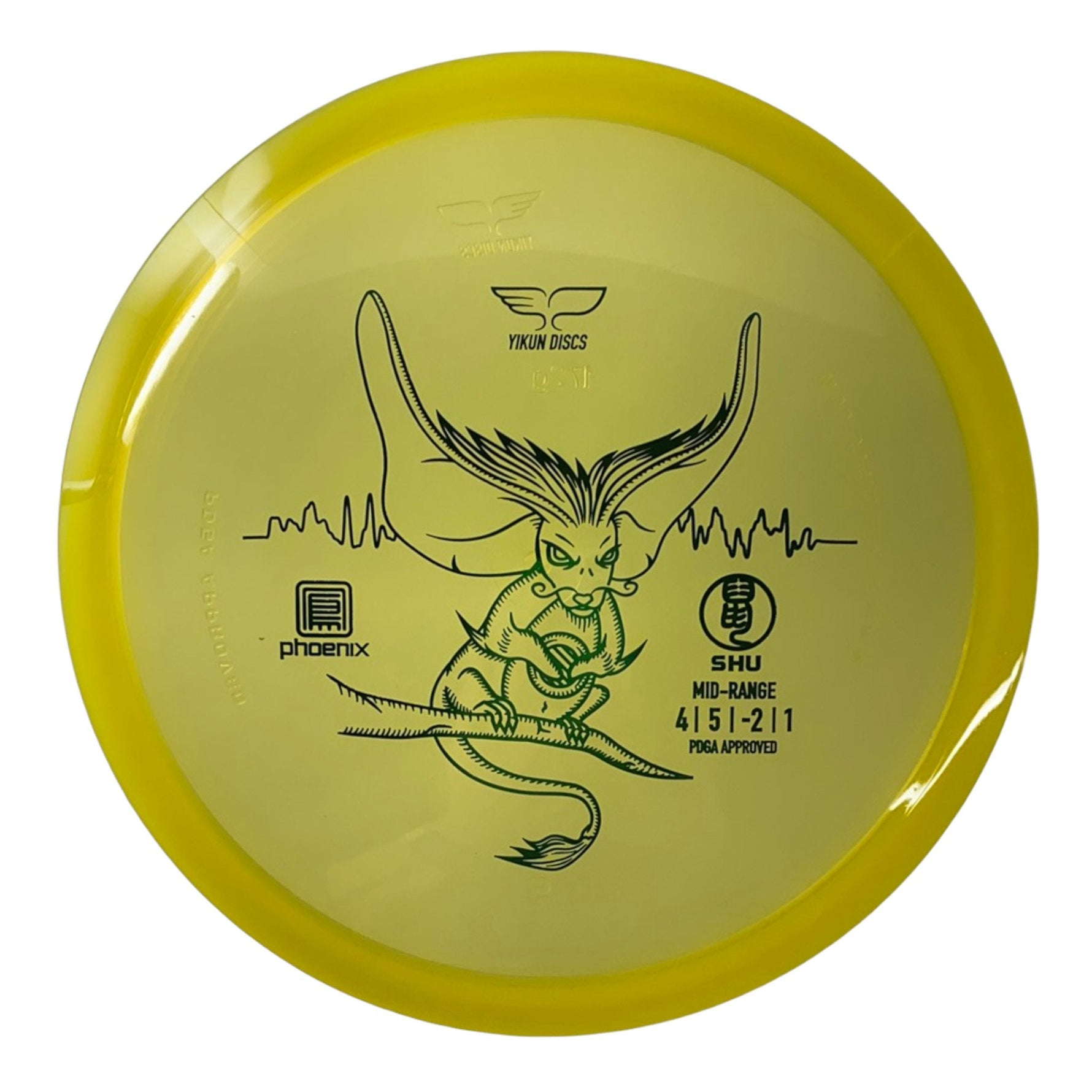 Yellow Shu Phoenix disc golf mid-range